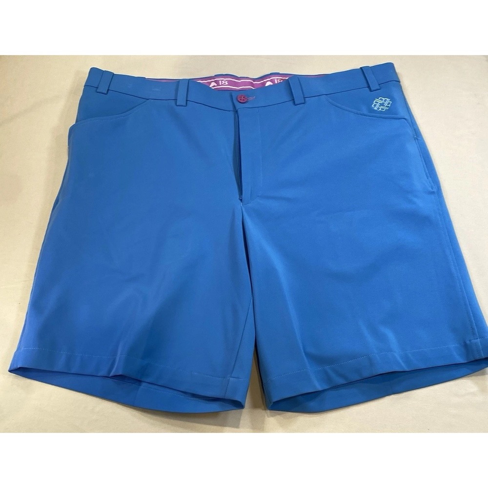Aristo Eighteen Shorts Mens 40 Blue Flat Front Chino Golf Casual Pockets